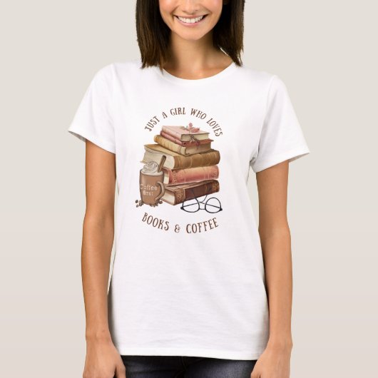 Gewoon een meisje dat houdt van boeken en koffie T T-shirt (Voorkant)