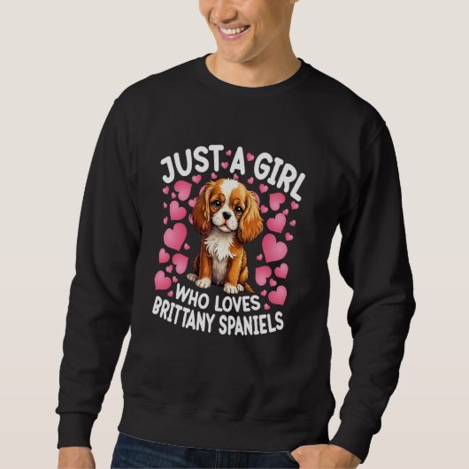 Gewoon een meisje dat houdt van Brittany Spaniel D Trui (Voorkant)