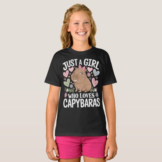 Gewoon een meisje dat houdt van Capybaras Schattig T-shirt (Voorkant volledig)