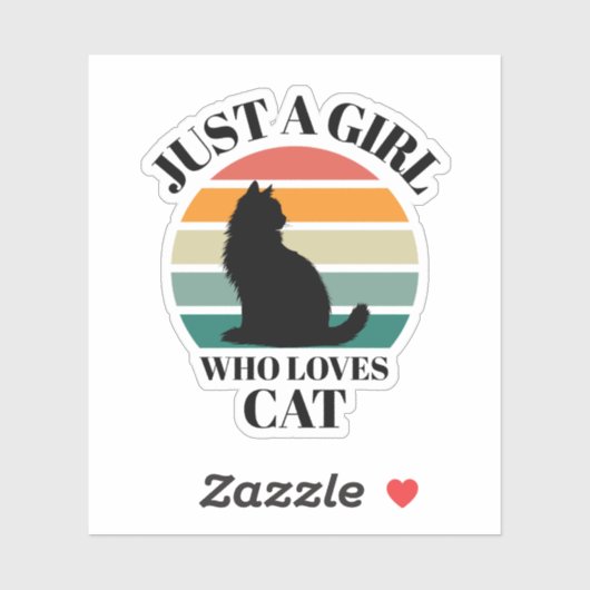 Gewoon een meisje dat houdt van Cat Retro Sunset S Sticker (Vel)