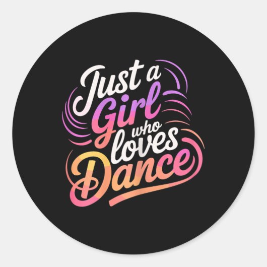 Gewoon een meisje dat houdt van dansen 1 ronde sticker (Voorkant)