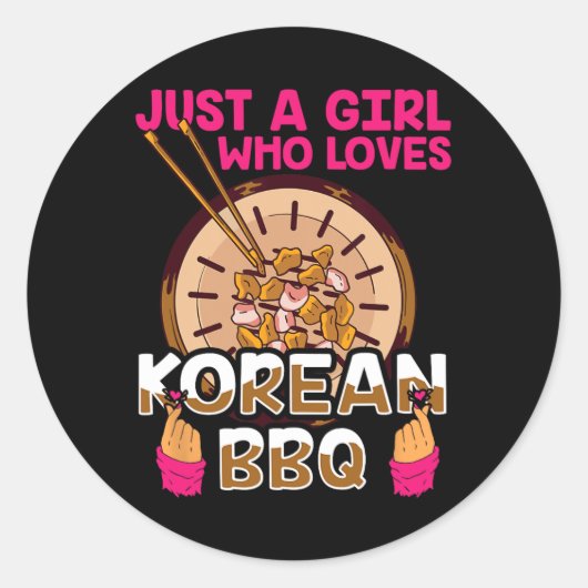 Gewoon een meisje dat houdt van de Koreaanse BBQ B Ronde Sticker (Voorkant)