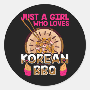 Gewoon een meisje dat houdt van de Koreaanse BBQ B Ronde Sticker