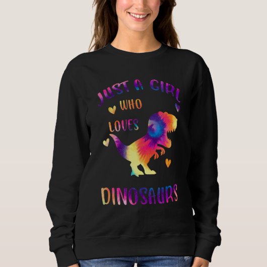 Gewoon een meisje dat houdt van dinosaurussen kleu trui (Voorkant)