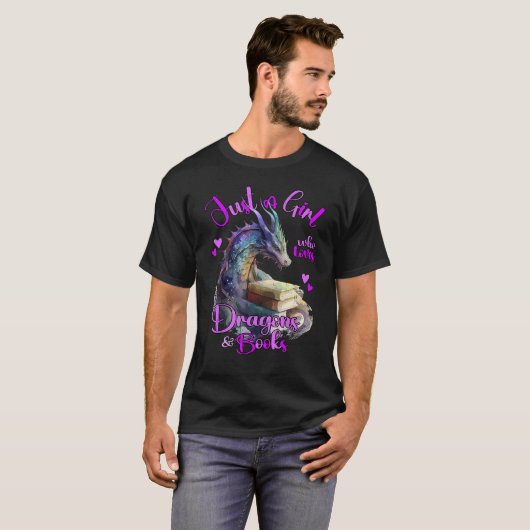 Gewoon een meisje dat houdt van Dragons en Books F T-shirt (Voorkant volledig)