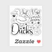Gewoon een meisje dat houdt van eenden Schattigee  Sticker (Vel)