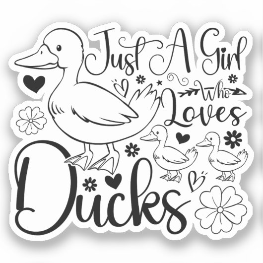 Gewoon een meisje dat houdt van eenden Schattigee  Sticker (Voorkant)