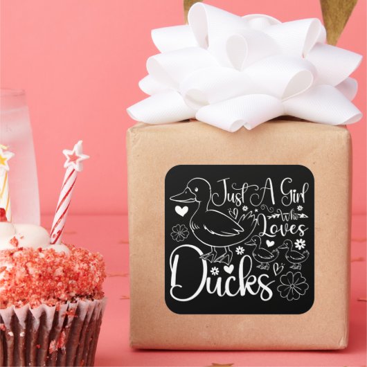 Gewoon een meisje dat houdt van eenden Schattigee  Vierkante Sticker (Feest)