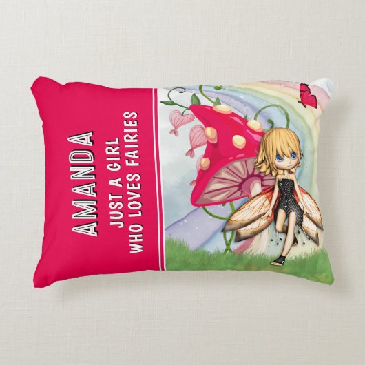 Gewoon een meisje dat houdt van feeën rood accent kussen (Voorkant)