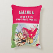 Gewoon een meisje dat houdt van feeën rood accent kussen (Achterkant (Verticaal))
