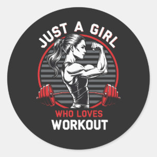 Gewoon een meisje dat houdt van fitness t-shirt ronde sticker