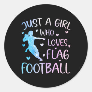 Gewoon een meisje dat houdt van Flag Football Funn Ronde Sticker