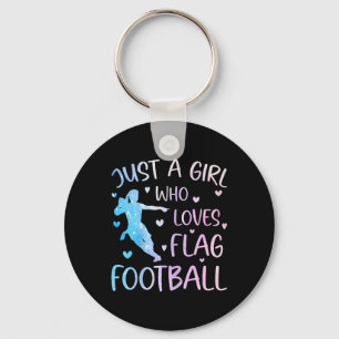 Gewoon een meisje dat houdt van Flag Football Funn Sleutelhanger