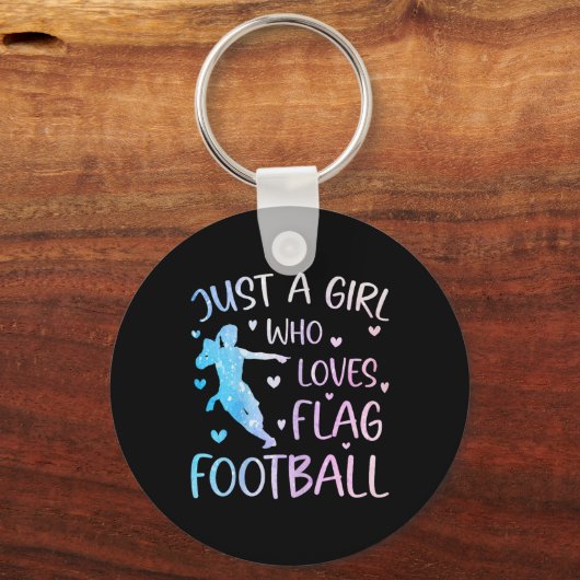 Gewoon een meisje dat houdt van Flag Football Funn Sleutelhanger (Voorkant)