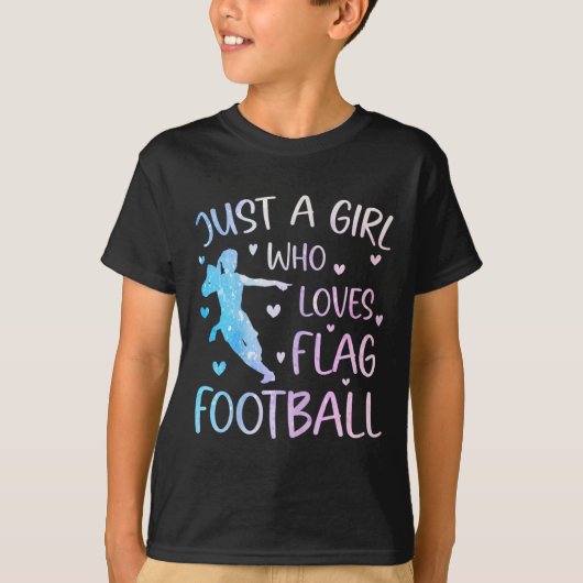 Gewoon een meisje dat houdt van Flag Football Funn T-shirt (Voorkant)