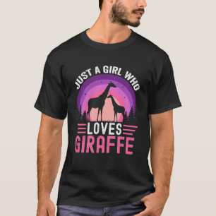 Gewoon een meisje dat houdt van Giraffes koele ret T-shirt