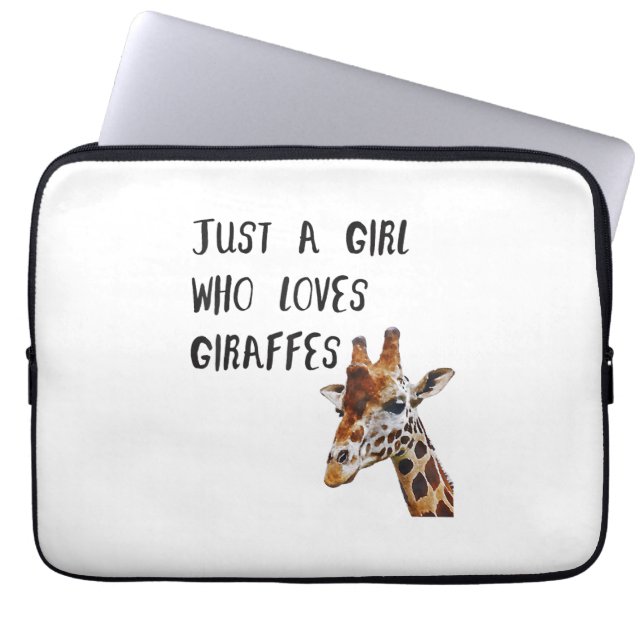 Gewoon een meisje dat houdt van Giraffes schattige Laptop Sleeve (Voorkant)