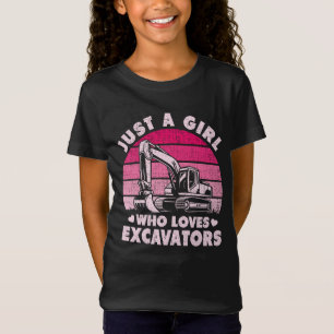 Gewoon een meisje dat houdt van graafmachines retr t-shirt
