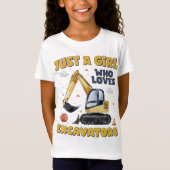 Gewoon een meisje dat houdt van graafmachines retr t-shirt (Voorkant)