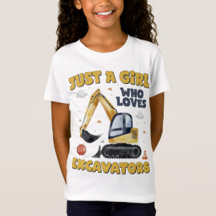 Gewoon een meisje dat houdt van graafmachines retr t-shirt