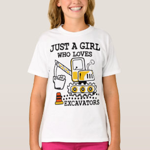 Gewoon een meisje dat houdt van graafmachines retr t-shirt