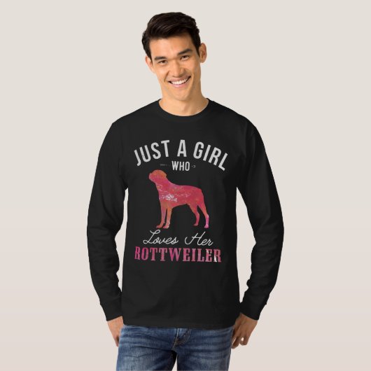 Gewoon een meisje dat houdt van haar rottweiler ho t-shirt (Voorkant volledig)
