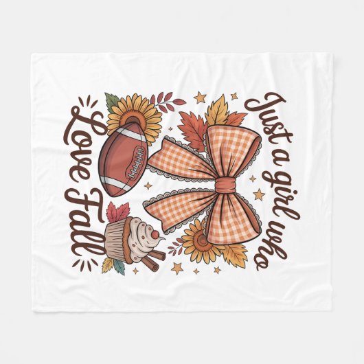 Gewoon een meisje dat houdt van Herfst Cozy Fleece Deken (Voorkant (Horizontaal))