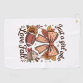 Gewoon een meisje dat houdt van Herfst Cozy Golfhanddoek (Horizontaal)