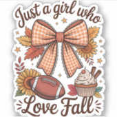 Gewoon een meisje dat houdt van Herfst Cozy Sticker (Voorkant)