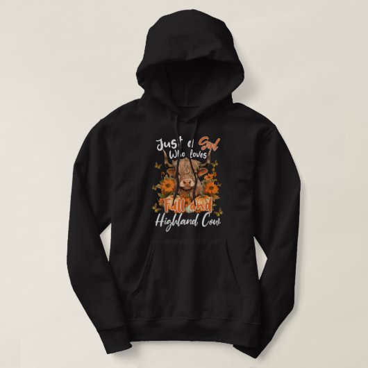 Gewoon een meisje dat houdt van Herfst en Highland Hoodie (Design voorkant)