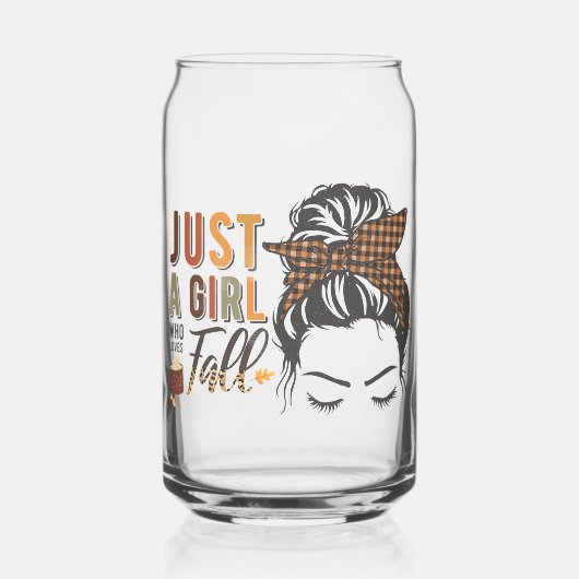 Gewoon een meisje dat houdt van Herfst Plaid Messy Blikvorm Glas (Links)