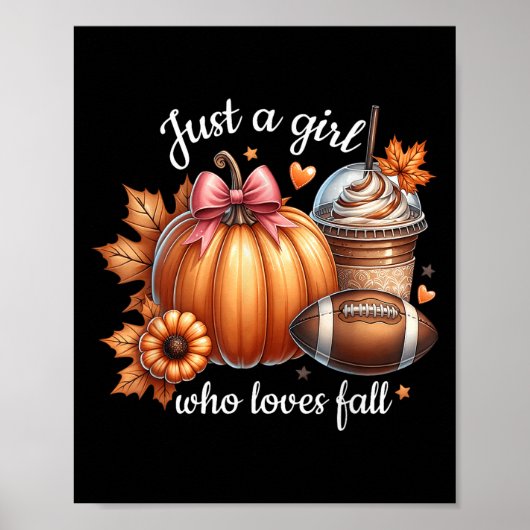 Gewoon een meisje dat houdt van Herfst pompoen Foo Poster (Voorkant)