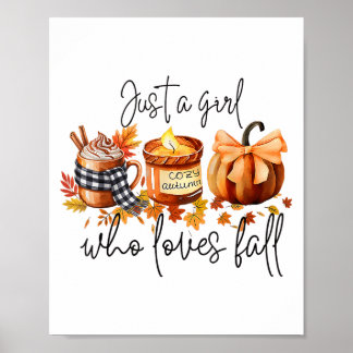 Gewoon een meisje dat houdt van Herfst pompoen gez Poster