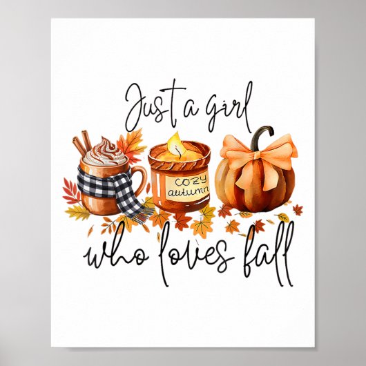 Gewoon een meisje dat houdt van Herfst pompoen gez Poster (Voorkant)