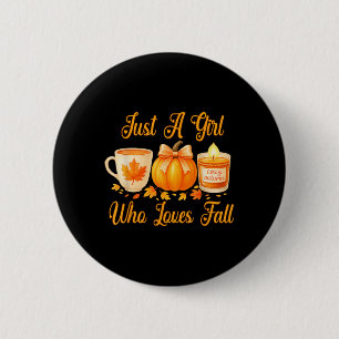 Gewoon een meisje dat houdt van Herfst pompoen gez Ronde Button 5,7 Cm
