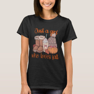 Gewoon een meisje dat houdt van Herfst pompoen kru T-shirt