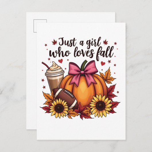 Gewoon een meisje dat houdt van Herfst Pumpkin Spi Aankondigingskaart (Voorkant / Achterkant)