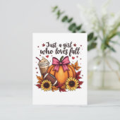 Gewoon een meisje dat houdt van Herfst Pumpkin Spi Aankondigingskaart (Staand voorkant)