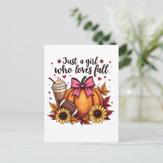 Gewoon een meisje dat houdt van Herfst Pumpkin Spi Aankondigingskaart (Staand voorkant)