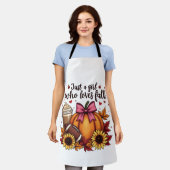 Gewoon een meisje dat houdt van Herfst Pumpkin Spi Schort (Gedragen)