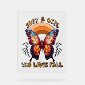 Gewoon een meisje dat houdt van Herfst Thanksgivin Acryl Bord (Voorkant)