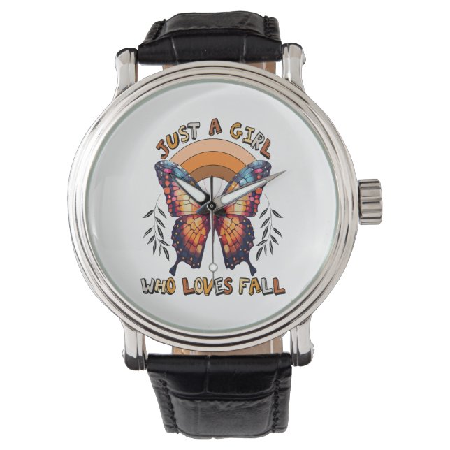 Gewoon een meisje dat houdt van Herfst Thanksgivin Horloge (Voorkant)