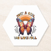 Gewoon een meisje dat houdt van Herfst Thanksgivin Kartonnen Onderzetters (Voorkant)