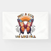 Gewoon een meisje dat houdt van Herfst Thanksgivin Spandoek (Horizontaal)