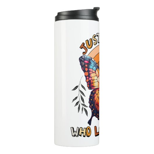 Gewoon een meisje dat houdt van Herfst Thanksgivin Thermosbeker (Gedraaid links)