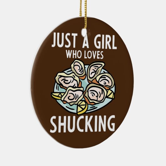 Gewoon een meisje dat houdt van het Shucking Lemon Keramisch Ornament (Rechts)