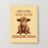 Gewoon een meisje dat houdt van Highland Koeien Button (Voorkant)
