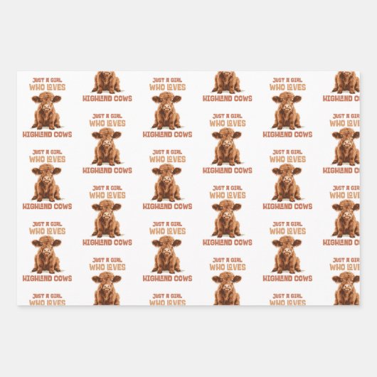 Gewoon een meisje dat houdt van Highland Koeien Inpakpapier Vel (Voorkant 2)