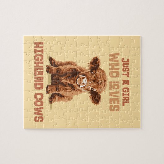 Gewoon een meisje dat houdt van Highland Koeien Legpuzzel (Horizontaal)