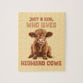 Gewoon een meisje dat houdt van Highland Koeien Legpuzzel (Verticaal)